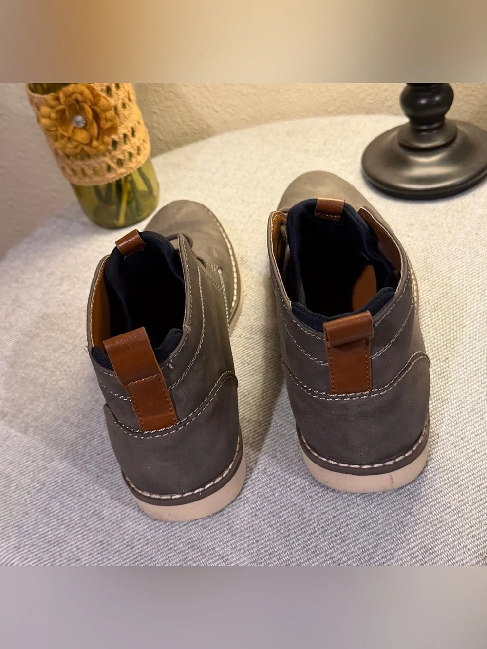 Sonoma Gray Suede Chukka Boots with Tan Accents